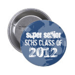 Blue ink splatter school senior class of grunge pins