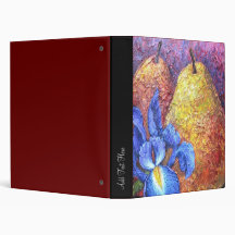 Blue Iris And Fruit Pear Painting Art - Binder