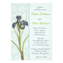 Blue Iris Floral Wedding Invitation
