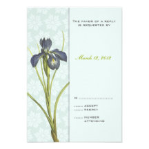 Blue Iris Floral Wedding Invitation RSVP 2