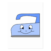 Blue Iron Cartoon. On White. Postcards