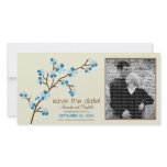 Blue/Ivory Cherry Blossom Save the Date Photocard Custom Photo Card