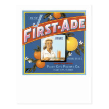 Blue J First-Ade Brand Oranges Postcard