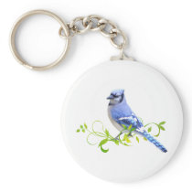 Blue Jay Bird Key Chain