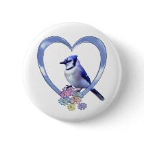 Blue Jay in Heart Buttons