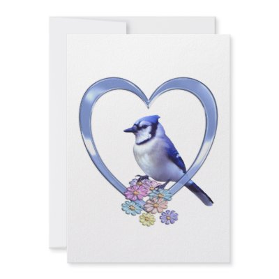 Blue Jay in Heart Custom Announcements by TLArnold
