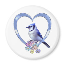 Blue Jay in Heart Refrigerator Magnet