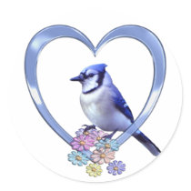 Blue Jay in Heart Sticker