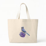 Blue Jay on Rose Canvas Bags