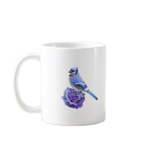 Blue Jay on Rose Coffee Mug