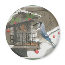 Blue Jay Winter Refrigerator Magnet