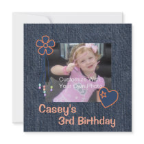 Blue Jean Demin Birthday Invitation