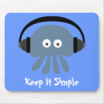 Blue Jellyfish & Headphones Keep It Simple Mousepad