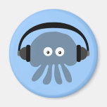 Blue jellyfish with headphones magnet