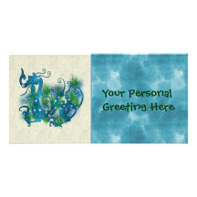 Blue Jewelled Dragon Personalized Photo Card