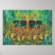 Blue Jungled Speakers Poster