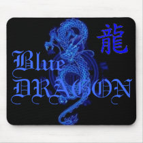 Blue Kanji Dragon Letter Mousepad
