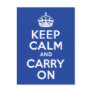 Blue Keep Calm and Carry On Postcards