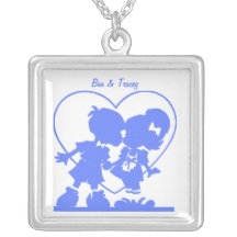 Blue Kissing Kids Necklace