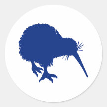 Blue Kiwi Round Stickers