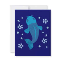 Blue Koi Fish Custom Invites