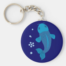 Blue Koi Fish Keychains