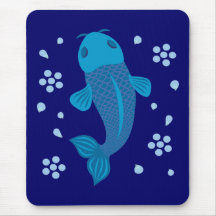 Blue Koi Fish Mouse Pads