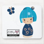 Blue Kokeshi Triplet Mouse Pad