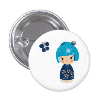 Blue Kokeshi Triplet Pin
