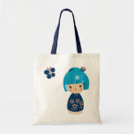 Blue Kokeshi Triplet Tote Bags