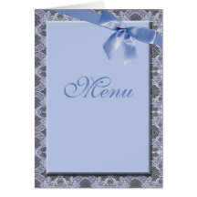 Blue Lace & Ribbon -  Wedding Menu Cards