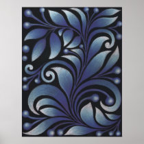 blue leaves print