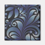 blue leaves refrigerator magnet