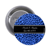 Blue leopard pattern wedding favors pinback buttons