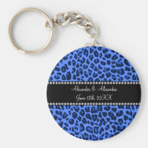 Blue leopard pattern wedding favors key chain