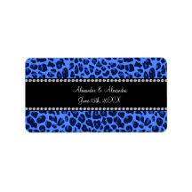 Blue leopard pattern wedding favors custom address labels