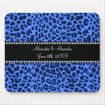 Blue leopard pattern wedding favors mouse pad
