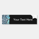 Blue leopard print ribbon bow graphic bumper sticker