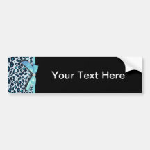 Blue leopard print ribbon bow graphic bumper sticker