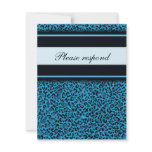 Blue Leopard Print Wedding RSVP Cards Custom Announcements