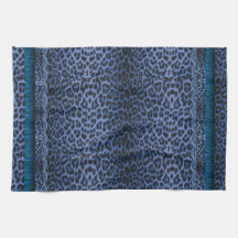 Blue Leopard Skin and Lace Fancy Kitchen Towel