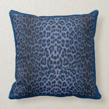 Blue Leopard Throw Pillow