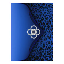 Blue Leopard Velvet Blue Leopard Sweet 16 Custom Invite