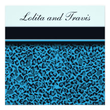 Blue Leopard Wedding Invitation