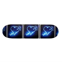 Blue Light Heart  Skateboard
