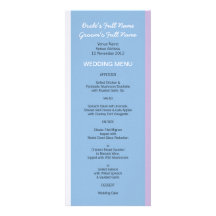 Blue Lilac White Stripes blue Wedding Menu Invite