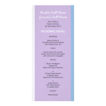 Blue Lilac White Stripes lilac Wedding Menu Personalized Invitation