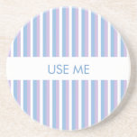Blue Lilac White Stripes white Drink Coasters