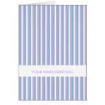 Blue Lilac White Stripes white Note Card