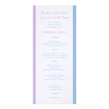 Blue Lilac White Stripes white Wedding Menu Personalized Invitations